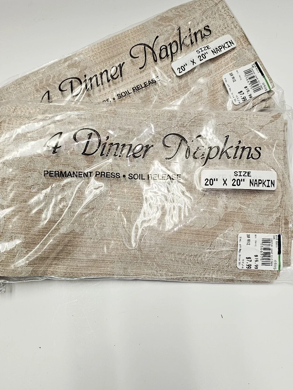 Bardwil Linens Beige Damask Dinner Napkins 20X20 Deadstock